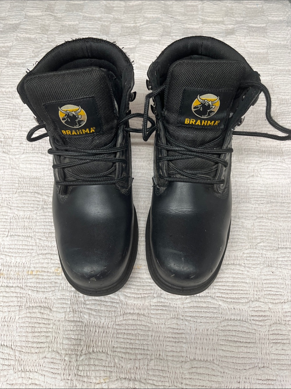 Brahma Black Work Boots with Yellow Logo